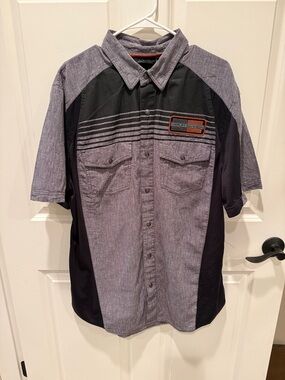 Harley Davidson Performance linen and snap button down